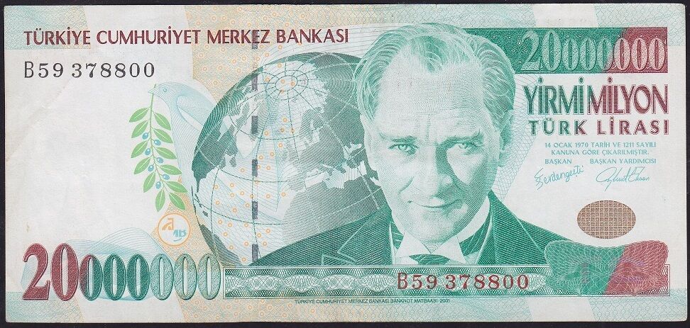 7.Emisyon 20.000.000 Lira B59 378800 Çok Temiz+