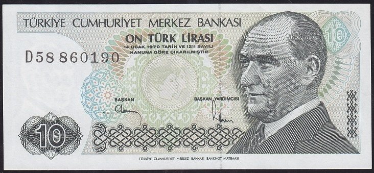 7.Emisyon 2.Tertip 10 Lira D58 860190 Ççt Çilaltı