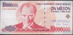 7.Emisyon 10 000 000 Lira D39 003989 Çok Temiz