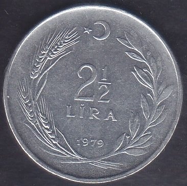 1979 Yılı 2.5 Lira Çok Çok Temiz (Düz)