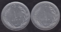 1971 Yılı 1 Lira (Ters Düz Takım)