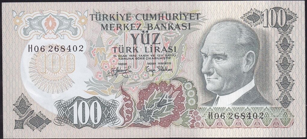 6.Emisyon 2.Tertip 100 Lira H06 268402 Çilaltı