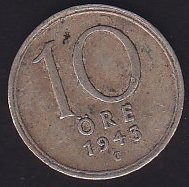 İSVEÇ 10 ÖRE 1943 GÜMÜŞ