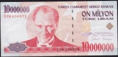 7.Emisyon 10 000 000 Lira D38 656871 Çok Temiz+