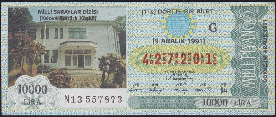 1991 9 Aralık Çeyrek Bilet - G Serisi