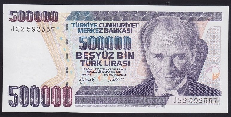 7.EMİSYON 4.TERTİP 500000 LİRA J22 592557 ÇİLALTI
