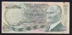 6.EMİSYON 1.TERTİP 10 LİRA B01 282906 ÇOK TEMİZ