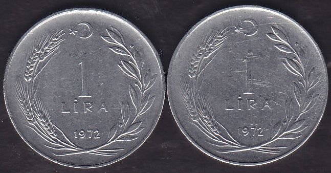 1972 Yılı 1 Lira (Ters Düz Takım)