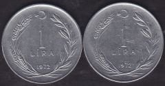 1972 Yılı 1 Lira (Ters Düz Takım)