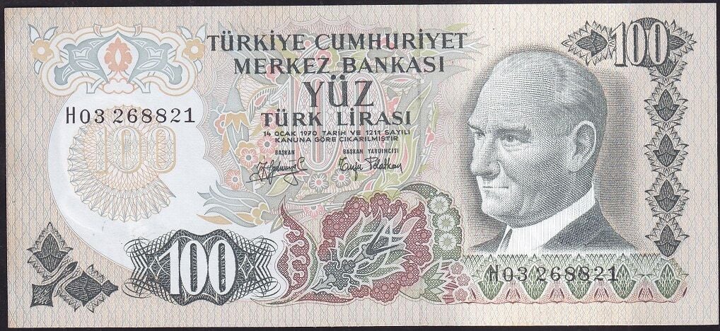 6.Emisyon 2.Tertip 100 Lira H03 268821 Çilaltı Çil