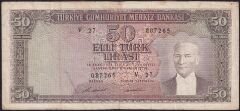 5.Emisyon 7.Tertip 50 Lira V27 087265 Çok Temiz