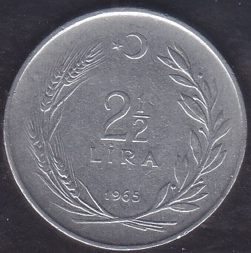 1965 Yılı 2.5 Lira Çok Temiz (Düz)