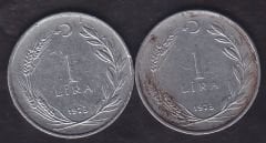 1973 Yılı 1 Lira (Ters Düz Takım)