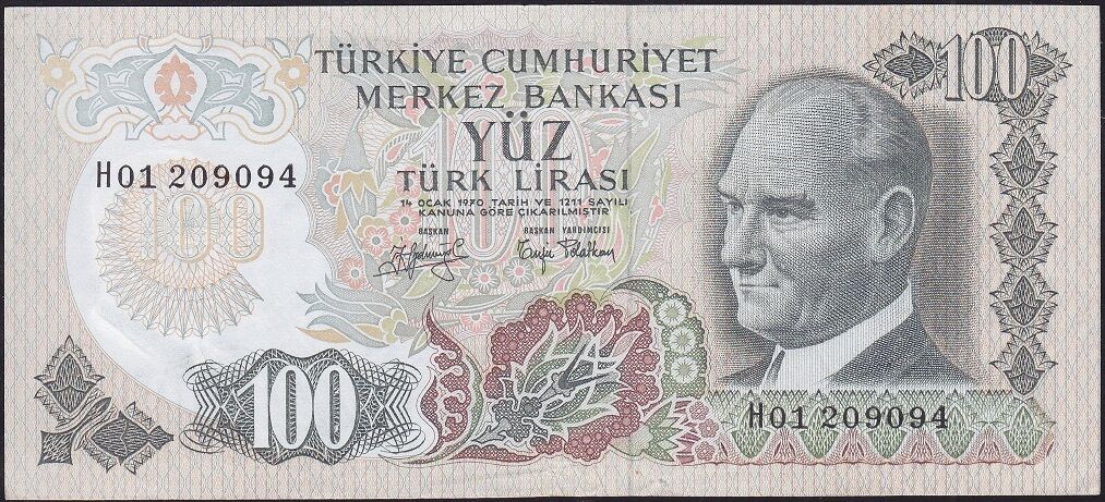 6.Emisyon 2.Tertip 100 Lira H01 209094 Çok Temiz+
