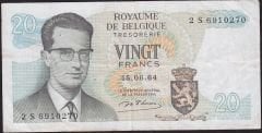 Belçika 20 Frank 1964 Çok Temiz+ Pick 138