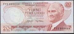 6.Emisyon 3.Tertip 20 Lira F71 669644 Çilaltı Çil