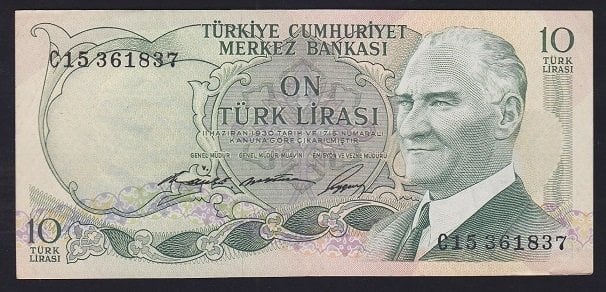 6.EMİSYON 1.TERTİP 10 LİRA C15 361837 ÇÇT +