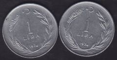 1974 Yılı 1 Lira (Ters Düz Takım)