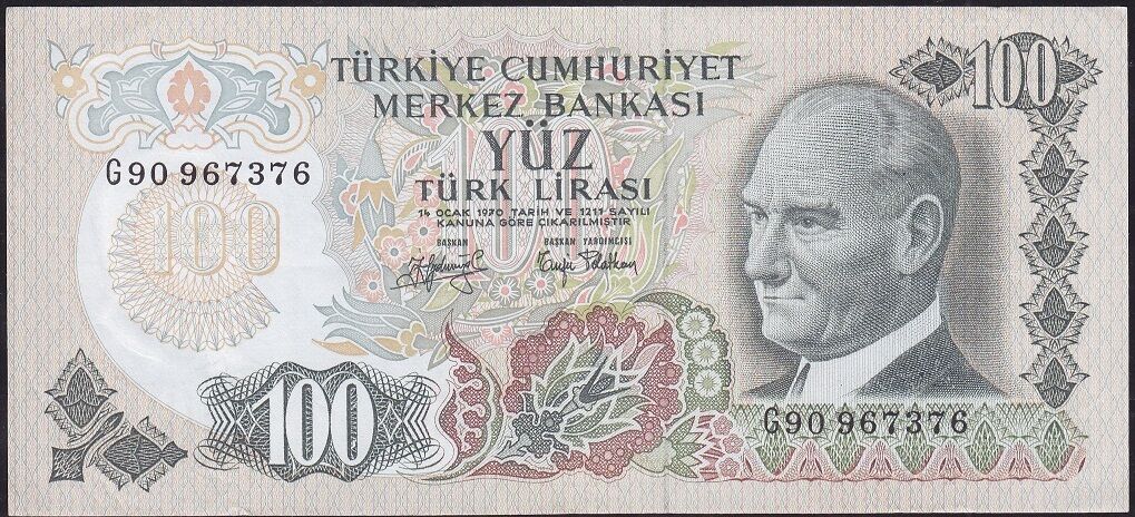 6.Emisyon 2.Tertip 100 Lira G90 967376 Çok Çok Temiz
