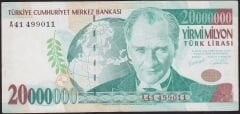 7.Emisyon 20.000.000 Lira A41 499011 Çok Temiz+