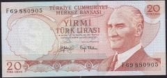 6.Emisyon 3.Tertip 20 Lira F69 880905 Çilaltı Çil