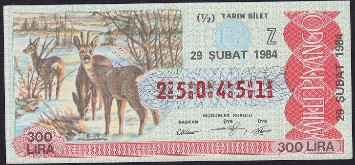 1984 29 Şubat Yarım Bilet - Z Serisi