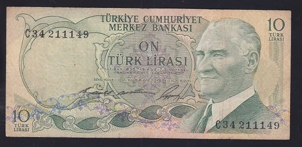 6.EMİSYON 1.TERTİP 10 LİRA C34 211149 TEMİZ +