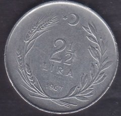 1967 Yılı 2.5 Lira Çok Temiz (Düz)