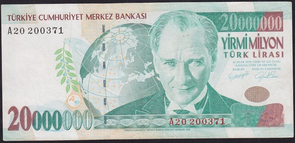 7.Emisyon 20.000.000 Lira A20 200371 Çok Temiz+