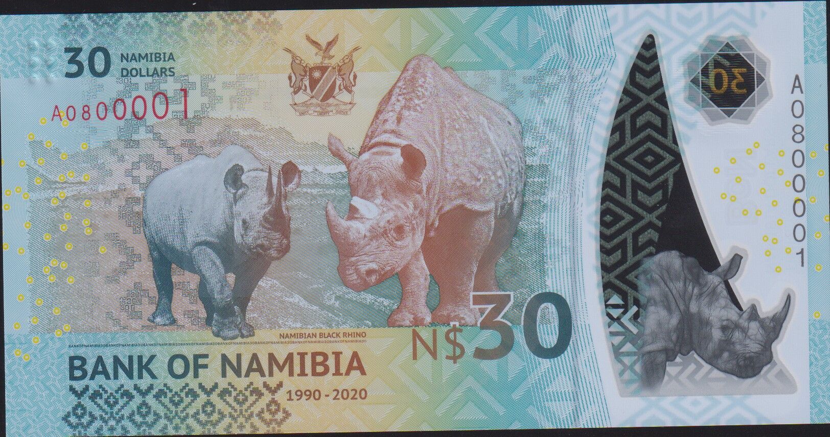 Namibya 30 Dolar 2020 Çil Polİmer Pick 18 ( 08000xx ) Güzel Numara