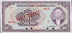 3.Emisyon 2.Tertip 50 Lira Geçmez (Specimen ) Çil