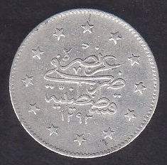 1293 / 29 ABDULHAMİT 2 KURUŞ GÜMÜŞ eski para