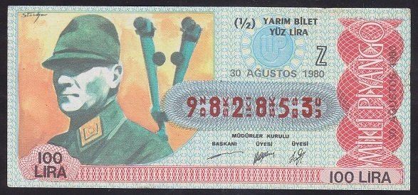 1980 30 AĞUSTOS YARIM BİLET - Z SERİSİ