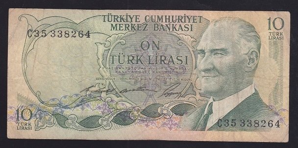 6.EMİSYON 1.TERTİP 10 LİRA C35 338264 TEMİZ +