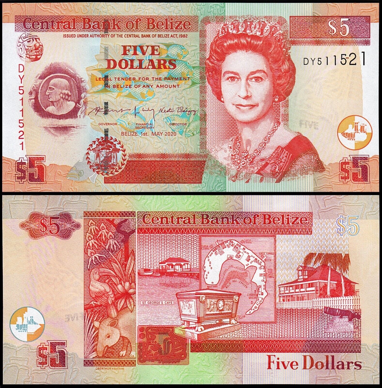 Belize 5 Dolar 2020 Çil Pick 67
