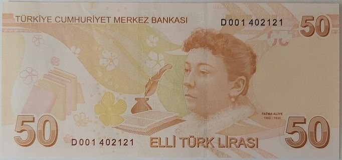 9.Emisyon 4.Tertip 50 Lira D001 402121 Çilaltı Çil ( Deste Ezikleri var )