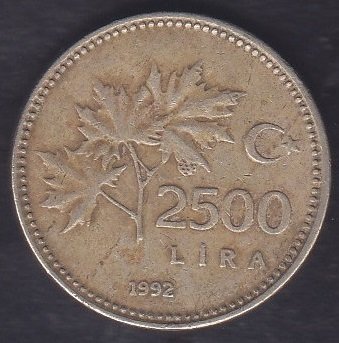 1992 YILI 2500 LİRA