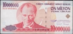 7.Emisyon 10 000 000 Lira D27 087461 Çok Temiz