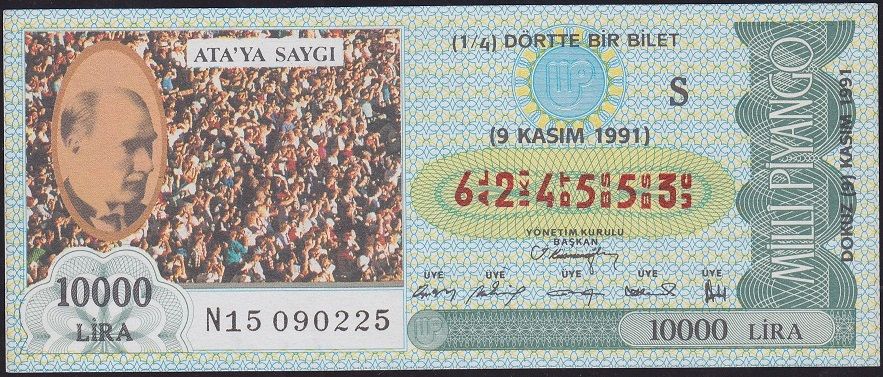 1991 9 Kasım Çeyrek Bilet - S Serisi