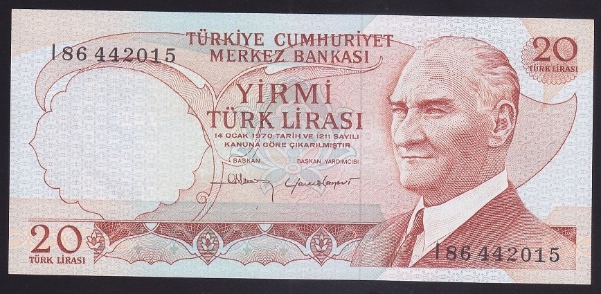 6.EMİSYON 4.TERTİP 20 LİRA I86 442015 ÇİL