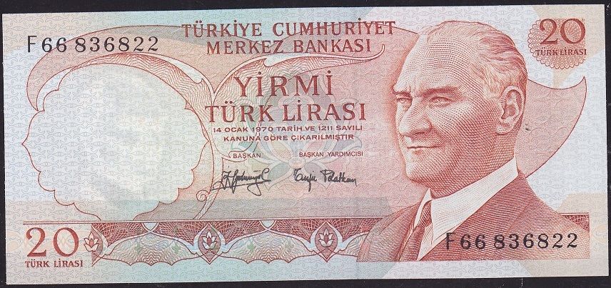 6.Emisyon 3.Tertip 20 Lira F66 836822 Çok Çok Temiz+