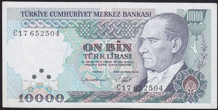 7.EMİSYON 2.TERTİP 10000 LİRA C17 652504 ÇİLALTI