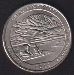 Amerika Çeyrek Dolar 2014 P Hatıra Büyük Kum Tepeleri Ulusal Parkı ve Koruma Alanı