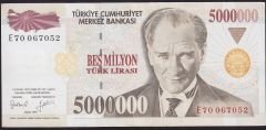 7.Emisyon 5 000 000 Lira E70 067052 Çok Çok Temiz