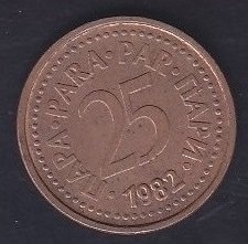 YUGOSLAVYA 25 PARA 1982
