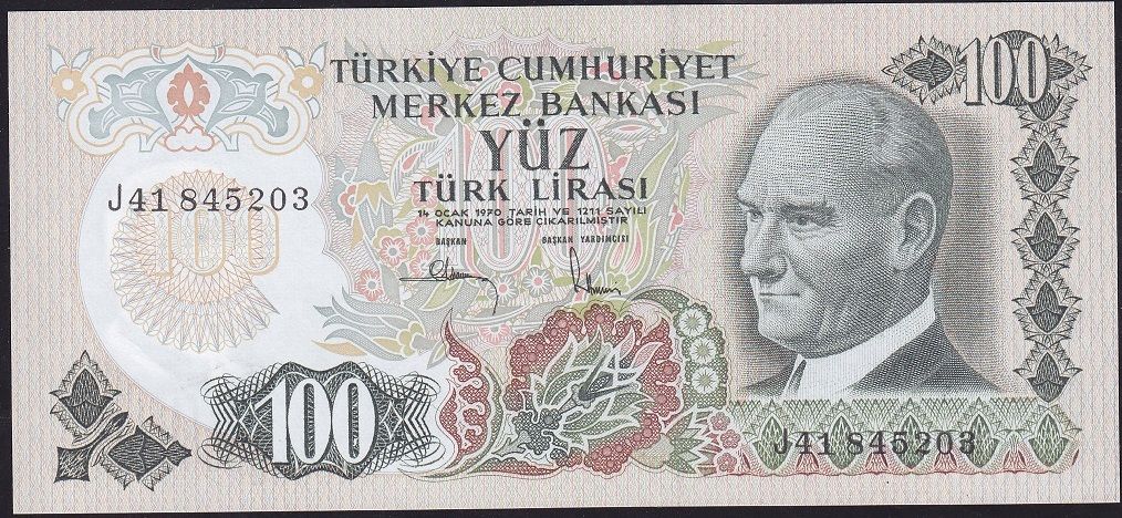 6.Emisyon 3.Tertip 100 Lira J41 845203 Çil