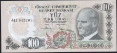 6.Emisyon 3.Tertip 100 Lira J41 845203 Çil