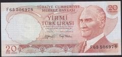 6.Emisyon 3.Tertip 20 Lira F65 506978 Çilaltı