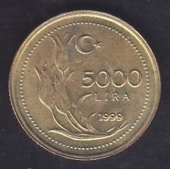 1999 YILI 5000 LİRA ÇİL ( PROFF BASKI )