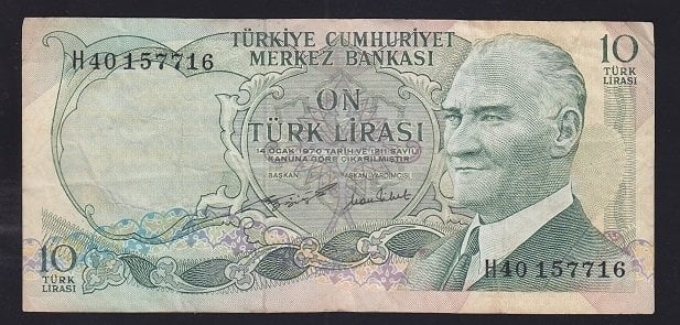 6.EMİSYON 2.TERTİP 10 LİRA H40 157716 ÇOK TEMİZ